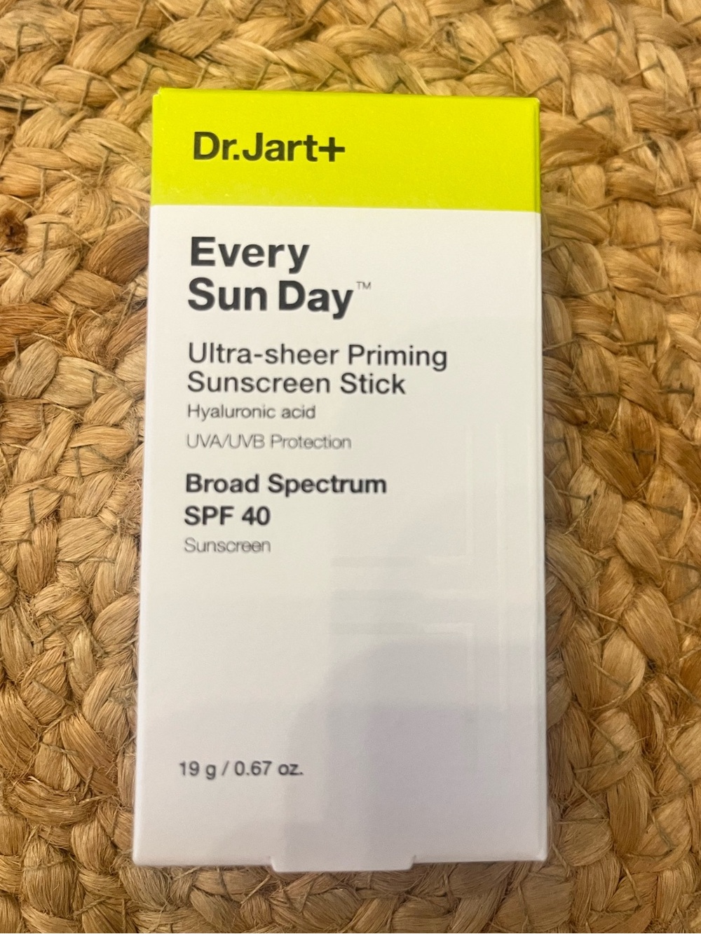 Dr.Jart+ Every Sun Day ultra sheer priming sunscreen stick. Broad spectrum SPF40